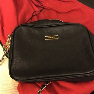 SOLD- DKNY Leather Small Crossbody With Chain.